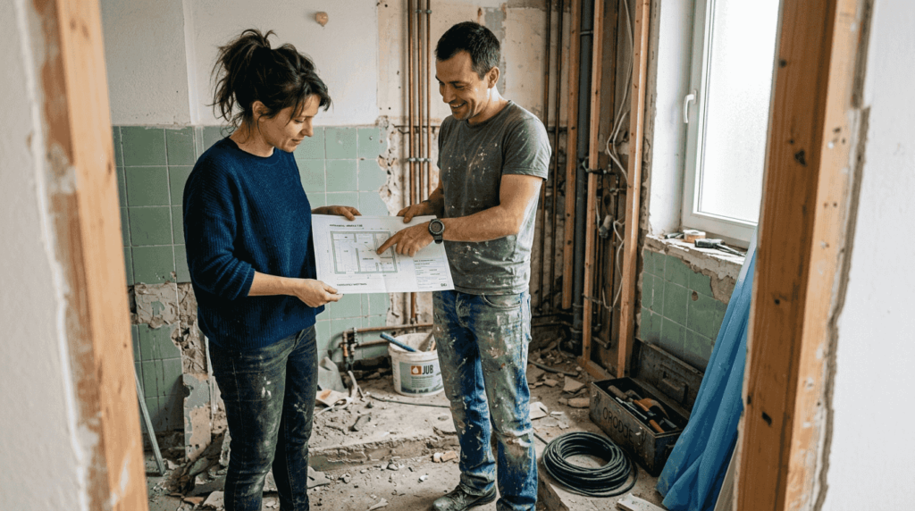 Par na lokaciji načrtuje prenovo kopalnice.